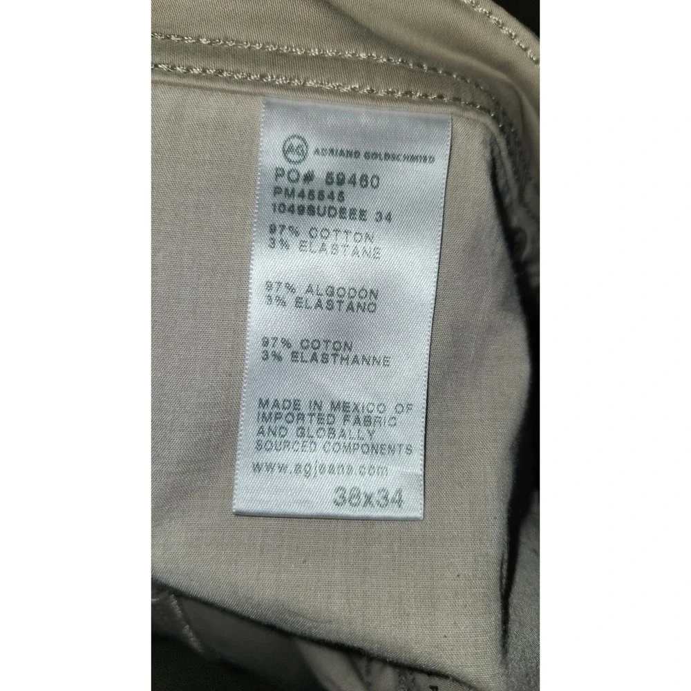 AG Adriano Goldschmied Sudee Khaki Pants Mens 38x27 Beige 1049SUDERE 34